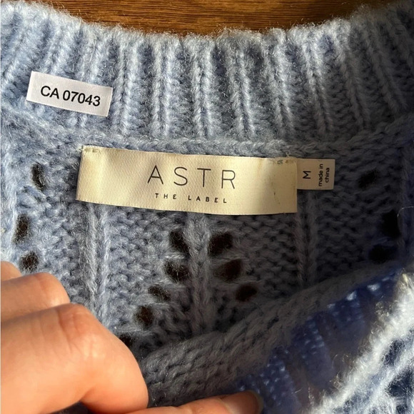ASTR THE LABEL LIGHT BLUE POINTELLE SWEATER - Picture 3 of 8